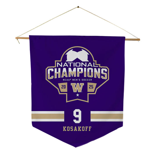 Washington - NCAA Men's Soccer : Charlie Kosakoff - NCAA® 2025 National Champs Pennant - 18" x 21"-0