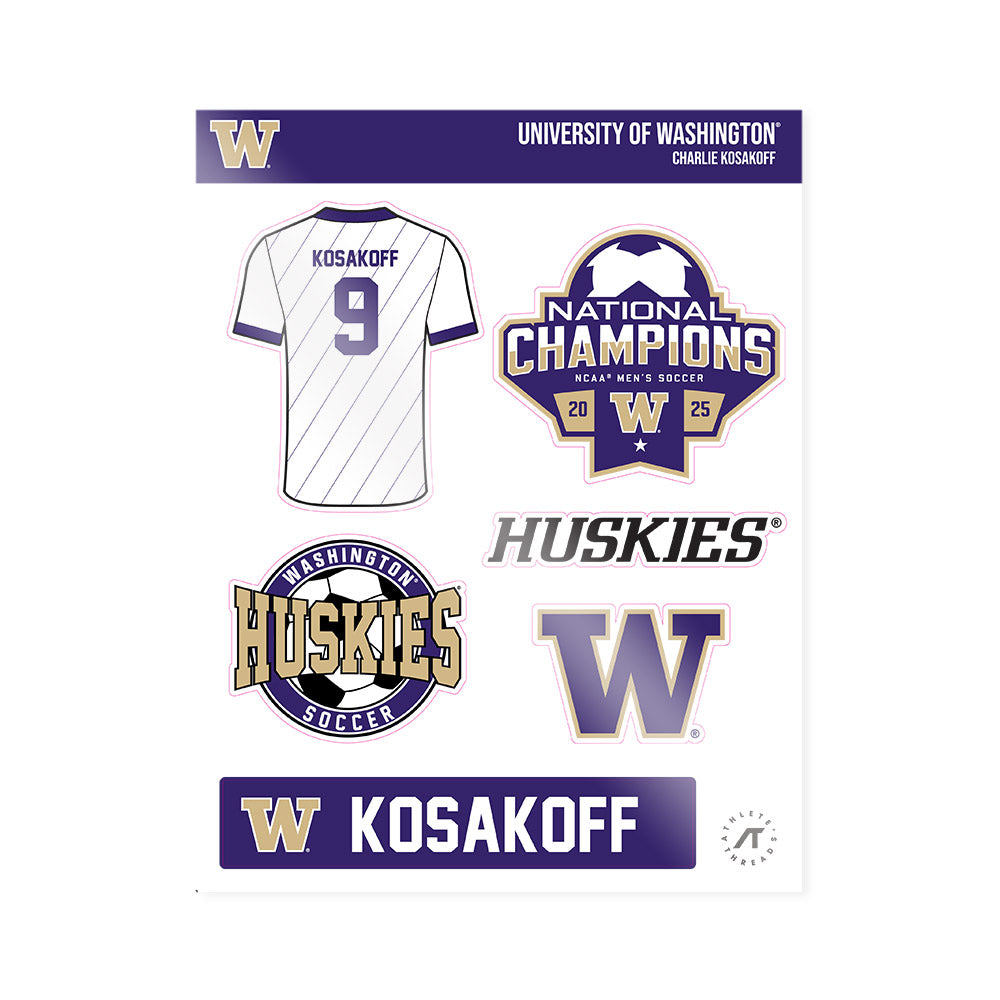 Washington - NCAA Men's Soccer : Charlie Kosakoff - NCAA® 2025 National Champs Sticker Sheet-0