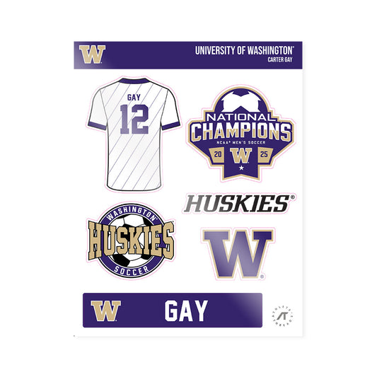 Washington - NCAA Men's Soccer : Carter Gay - NCAA® 2025 National Champs Sticker Sheet-0