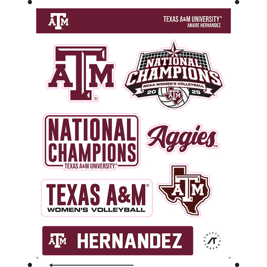 Texas A&M - NCAA Women's Volleyball : Amare Hernandez - National Champions Sticker Sheet-0