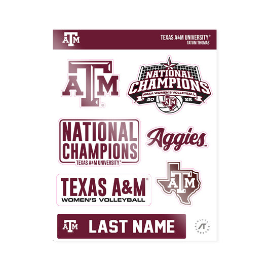 Texas A&M - NCAA Women's Volleyball : Tatum Thomas - National Champions Sticker Sheet-0