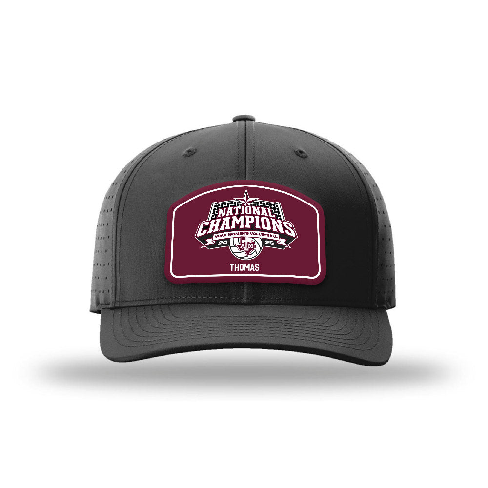 Texas A&M - NCAA Women's Volleyball : Tatum Thomas - National Champions Leather Patch Laser Performance Snapback Cap-0