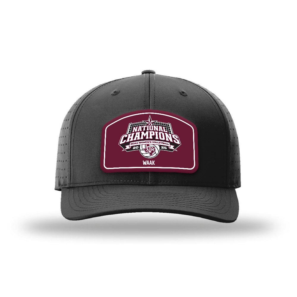 Texas A&M - NCAA Women's Volleyball : Maddie Waak - National Champions Leather Patch Laser Performance Snapback Cap-0
