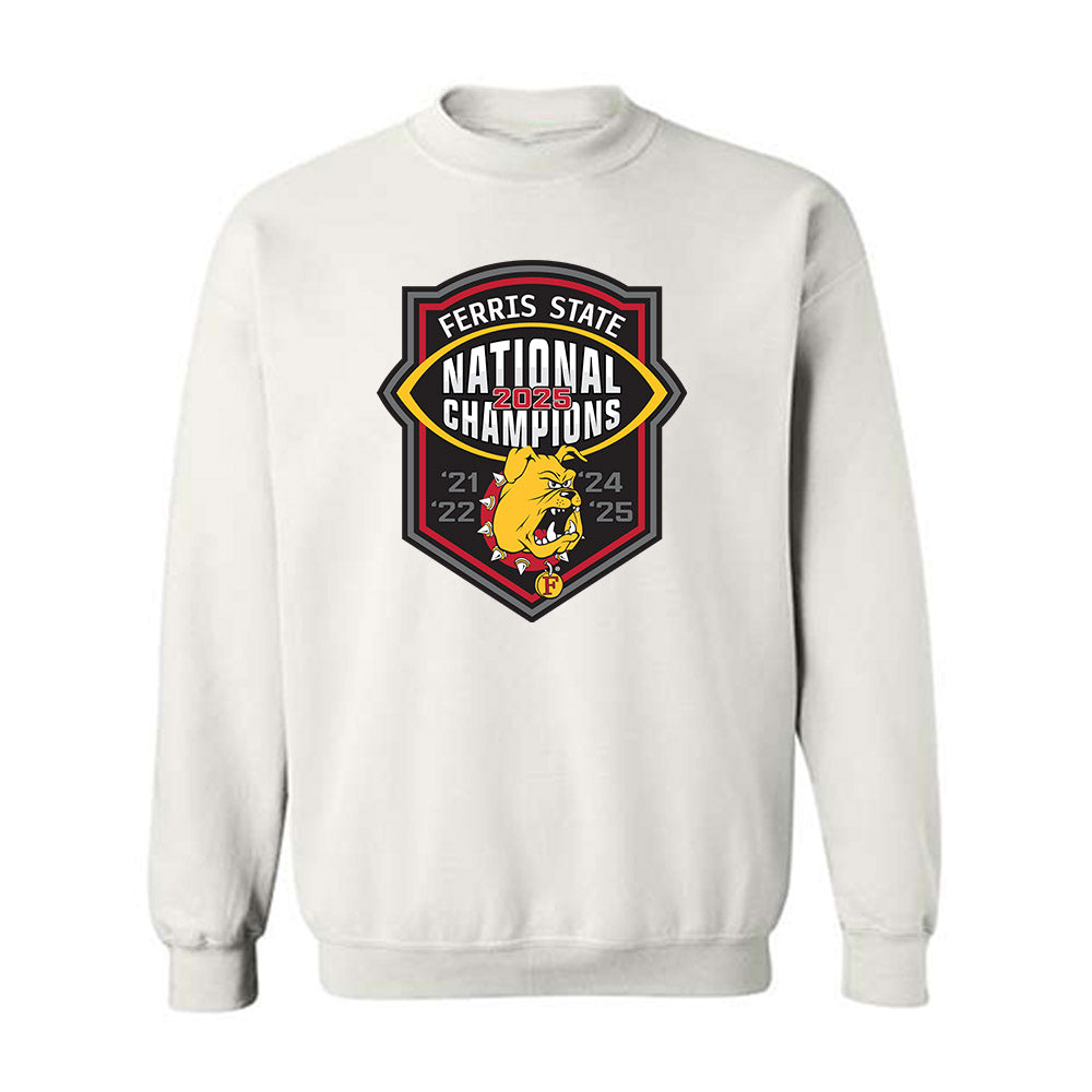 Ferris State - NCAA Football : Michael Edwards - National Champions Shersey Crewneck Sweatshirt-0