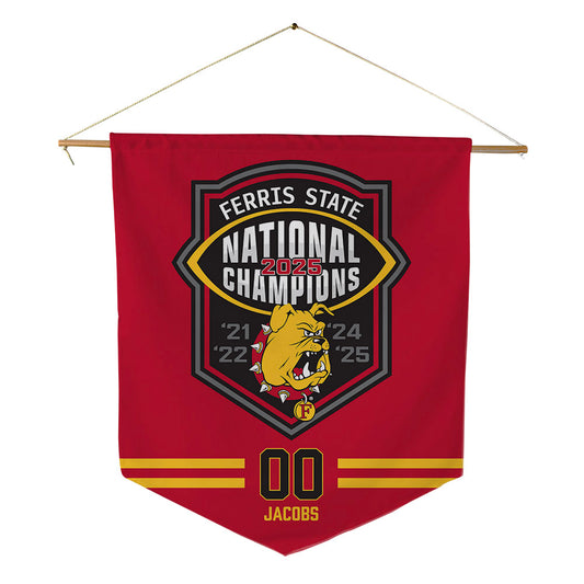 Ferris State - NCAA Football : Tre'vareiez Jacobs - National Champions Pennant - 18" x 21"-0