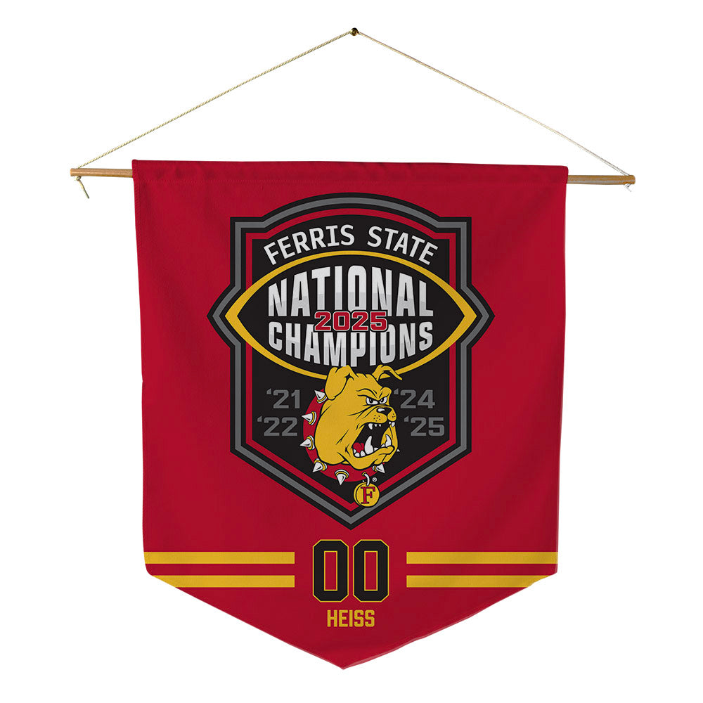 Ferris State - NCAA Football : Cameron Heiss - National Champions Pennant - 18" x 21"-0