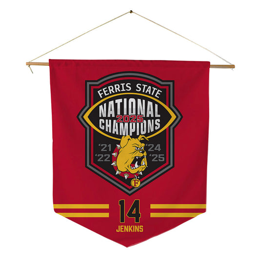 Ferris State - NCAA Football : Dmari Jenkins - National Champions Pennant - 18" x 21"-0
