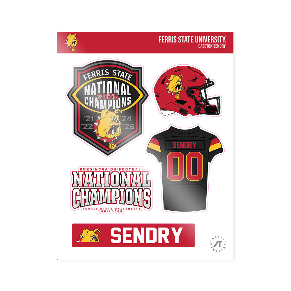 Ferris State - NCAA Football : Caseton Sendry - National Champs Sticker Sheet-0