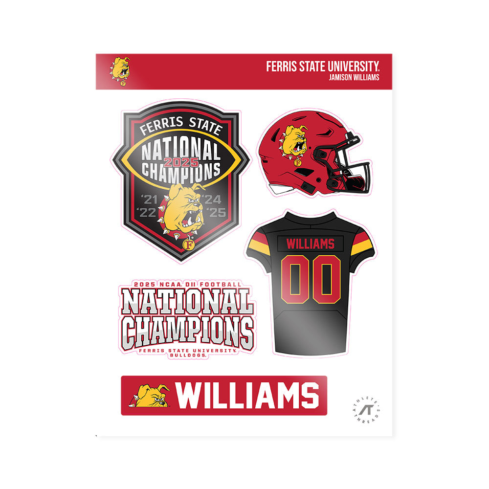 Ferris State - NCAA Football : Jamison Williams - National Champs Sticker Sheet-0