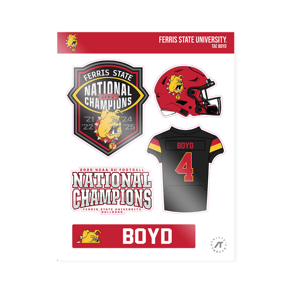 Ferris State - NCAA Football : Tae Boyd - National Champs Sticker Sheet-0