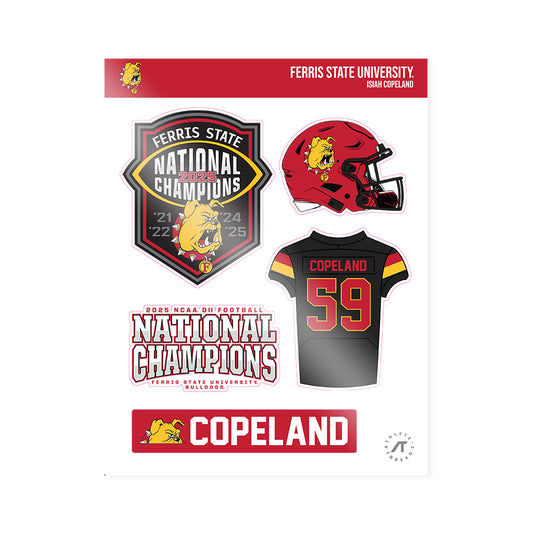Ferris State - NCAA Football : Isiah Copeland - National Champs Sticker Sheet-0