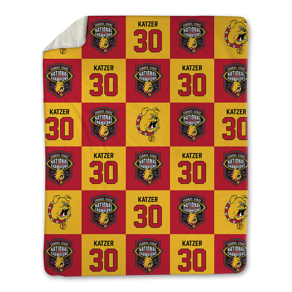 Ferris State - NCAA Football : Kannon Katzer - National Champs Blanket-0