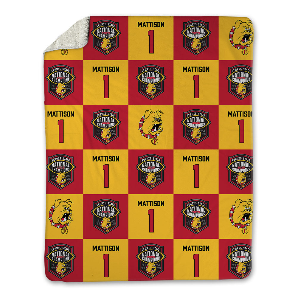 Ferris State - NCAA Football : Gyasi Mattison - National Champs Blanket-0