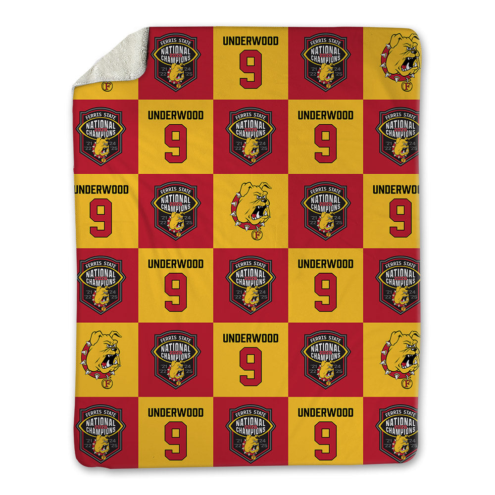 Ferris State - NCAA Football : Cam Underwood - National Champs Blanket-0