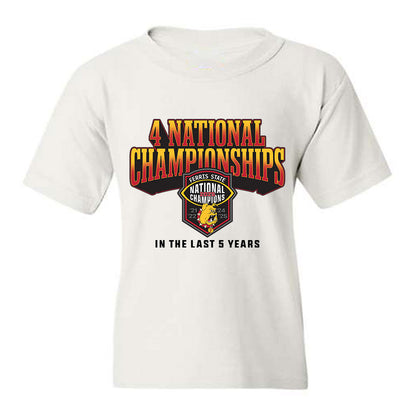 Ferris State - NCAA Football : Cameron Heiss - 5 years National Champions Youth T-Shirt-0
