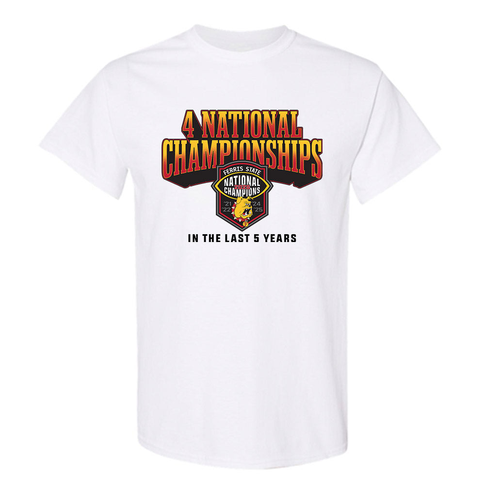 Ferris State - NCAA Football : Dmari Jenkins - 5 years National Champions T-Shirt-0