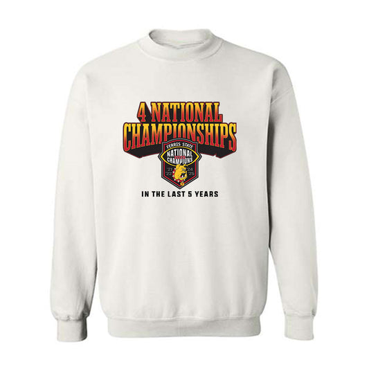 Ferris State - NCAA Football : Ethan Sossen - 5 years National Champions Crewneck Sweatshirt-0