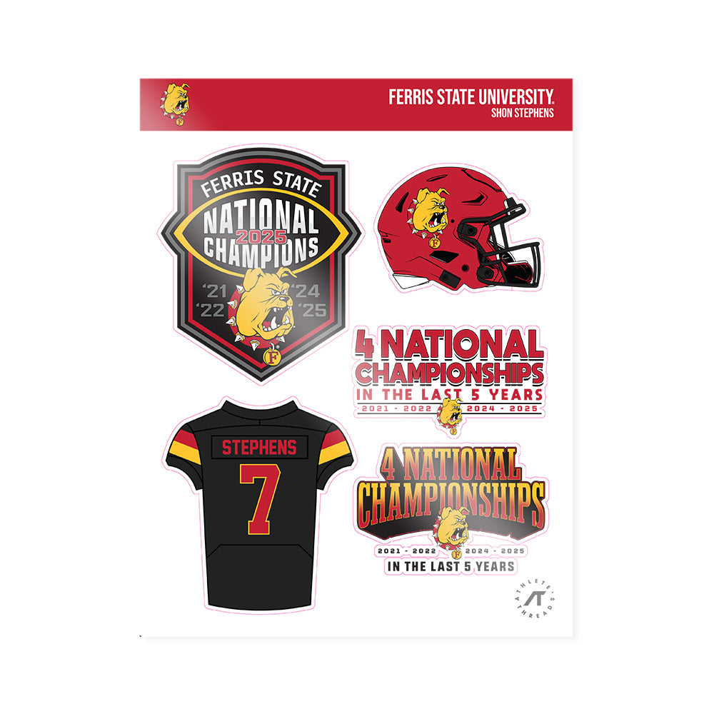 Ferris State - NCAA Football : Shon Stephens - National Champions Sticker Sheet-0