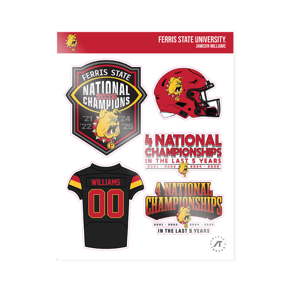 Ferris State - NCAA Football : Jamison Williams - National Champions Sticker Sheet-0