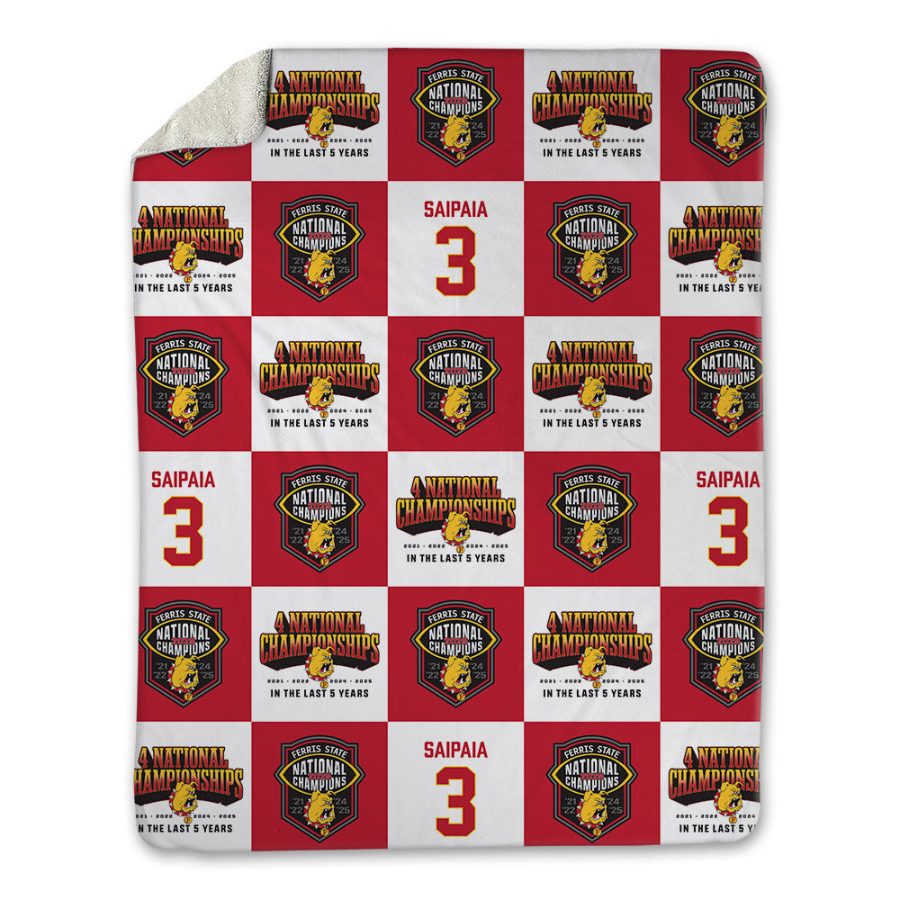 Ferris State - NCAA Football : Blaine Saipaia - National Champions Blanket-0