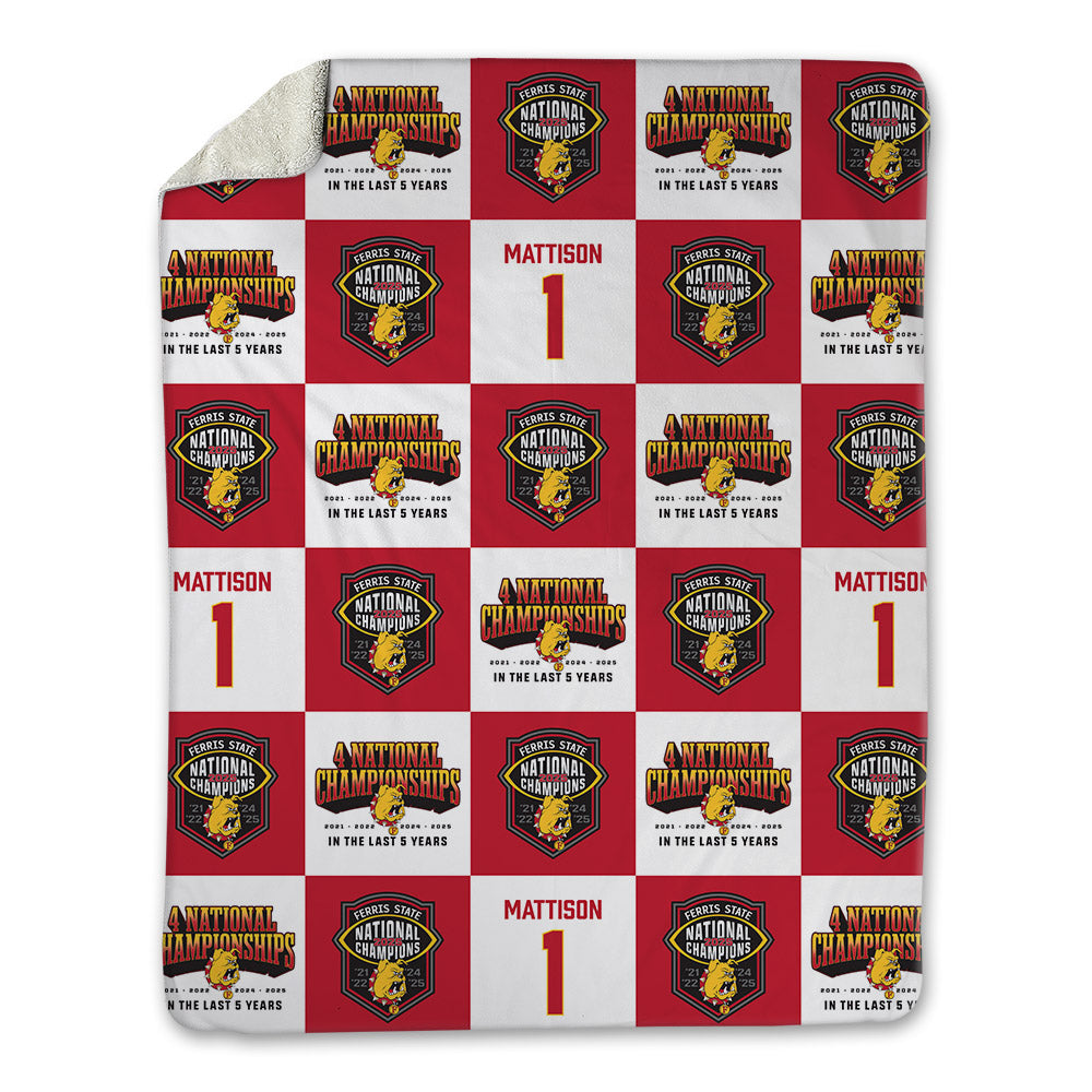 Ferris State - NCAA Football : Gyasi Mattison - National Champions Blanket-0