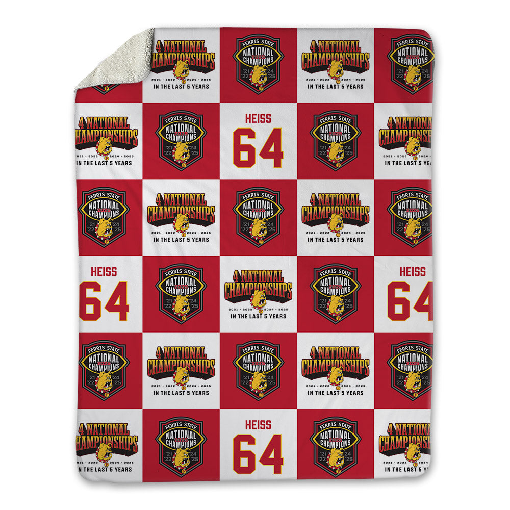 Ferris State - NCAA Football : Cameron Heiss - National Champions Blanket-0