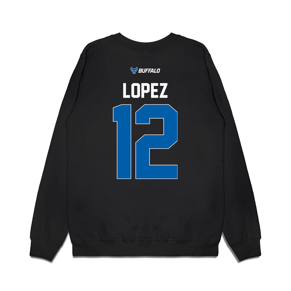 Buffalo - NCAA Women's Basketball : Paula Lopez - Vintage Basketball Premium Crewneck Sweatshirt-1