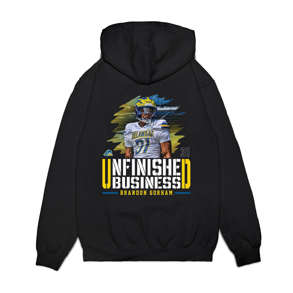 Delaware - NCAA Football : Brandon Gorham - Unfinished Business Premium Hooded Sweatshirt-1