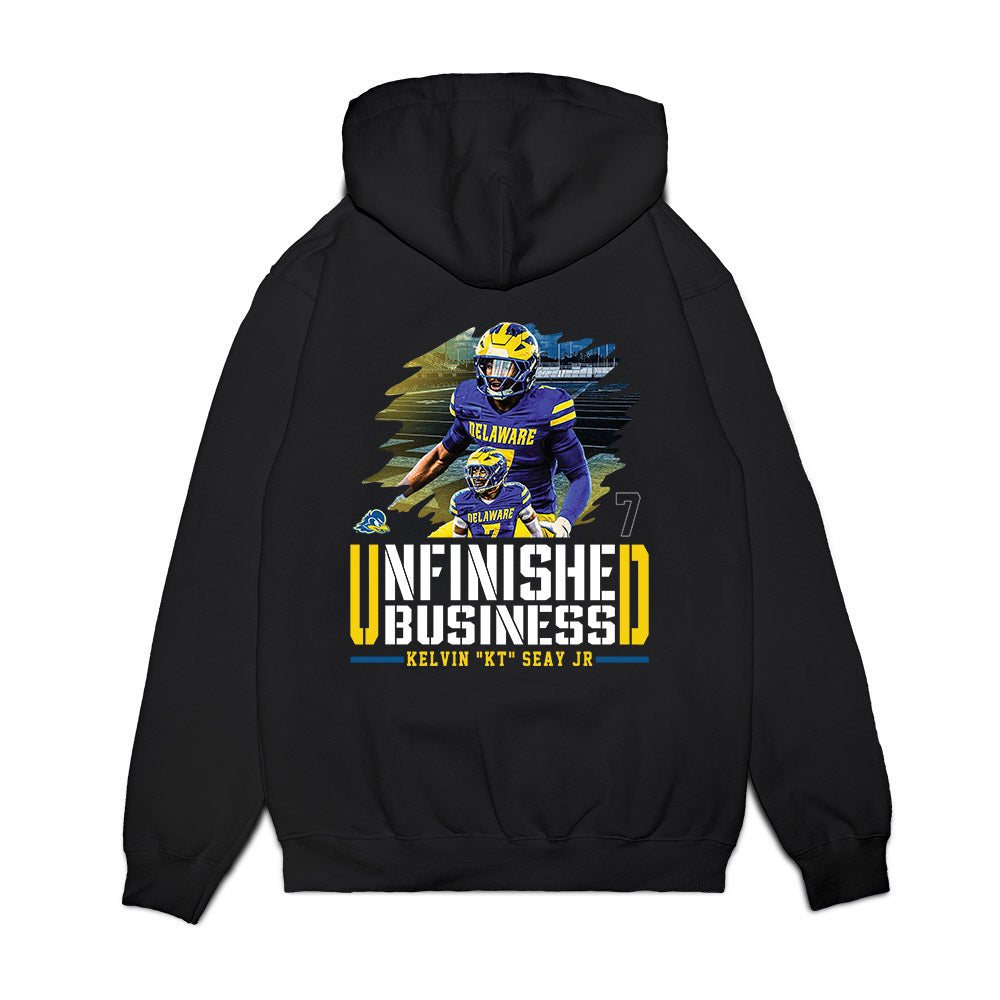 Delaware - NCAA Football : KT Seay - Unfinished Business Premium Hooded Sweatshirt-1