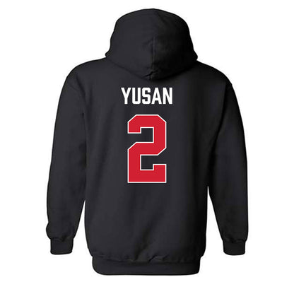 Fairfield - NCAA Women's Basketball : Selen Yusan - Vintage Shersey Hooded Sweatshirt-1