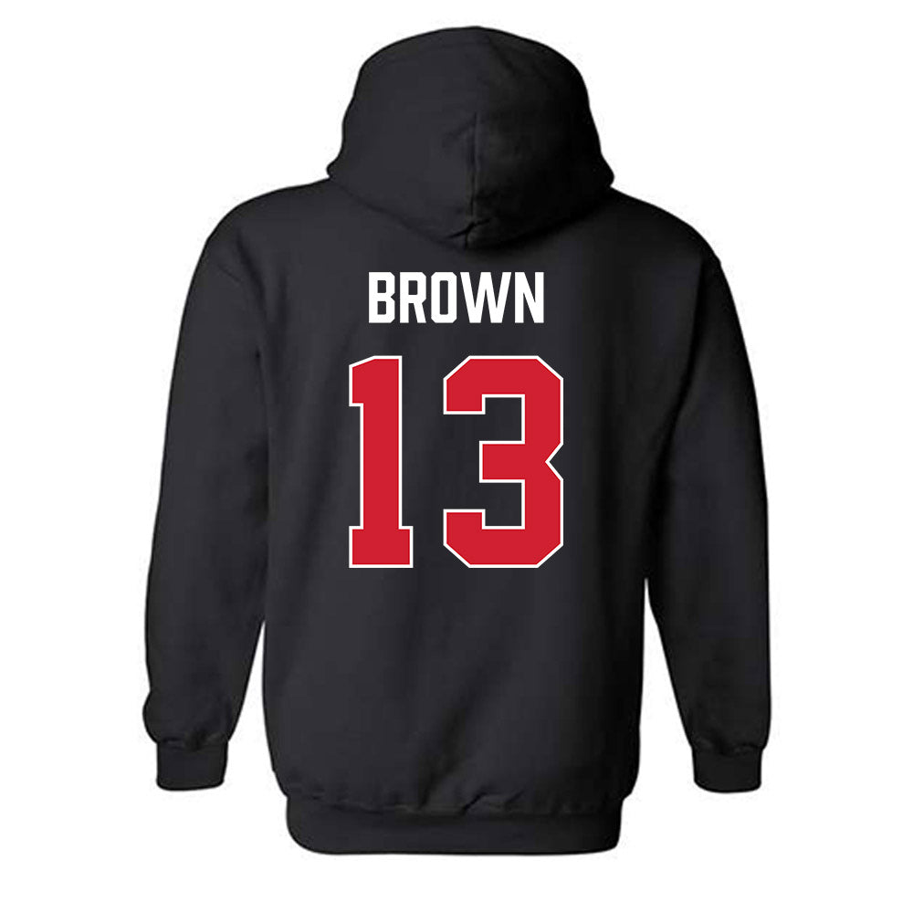 MSUM - NCAA Men's Basketball : Timaris Brown - Vintage Shersey Hooded Sweatshirt-1