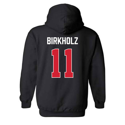 MSUM - NCAA Men's Basketball : Levi Birkholz - Vintage Shersey Hooded Sweatshirt-1