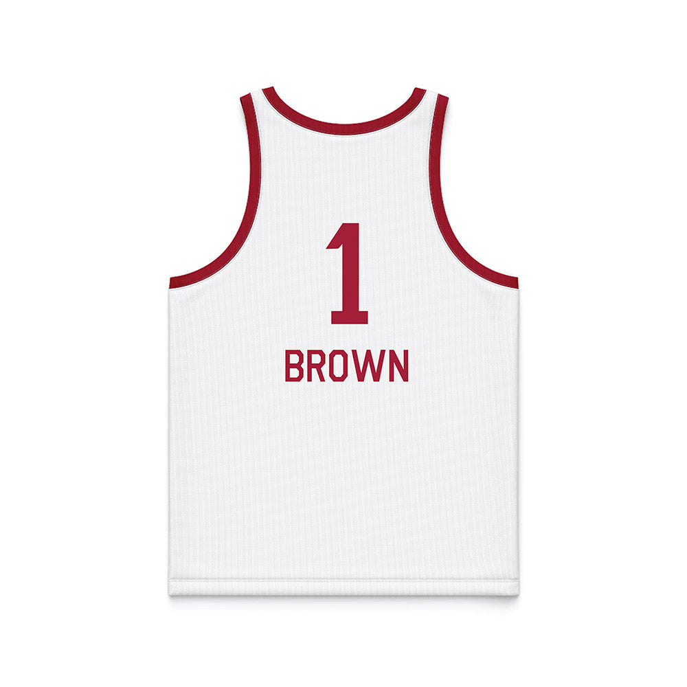 Oklahoma - NCAA Men's Basketball : Xzayvier Brown - White Basketball Jersey-1