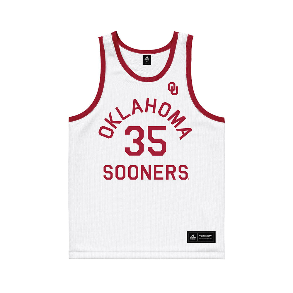 Oklahoma - NCAA Men's Basketball : Derrion Reid - White Basketball Jersey-0