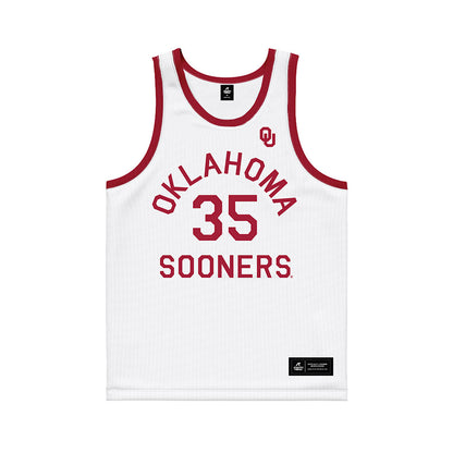 Oklahoma - NCAA Men's Basketball : Derrion Reid - White Basketball Jersey-0