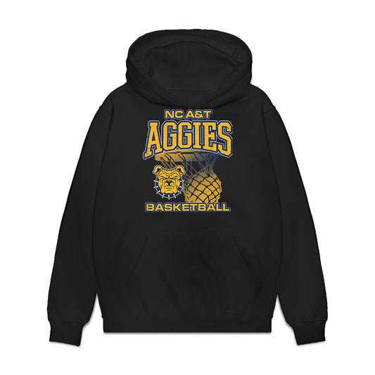 North Carolina A&T - NCAA Women's Basketball : Chaniya Clark - Vintage Basketball Shersey Premium Hooded Sweatshirt-0