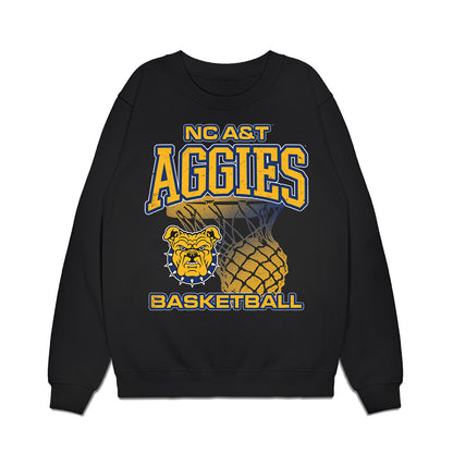 North Carolina A&T - NCAA Men's Basketball : Yancarlos Cueto - Vintage Basketball Shersey Premium Crewneck Sweatshirt-0