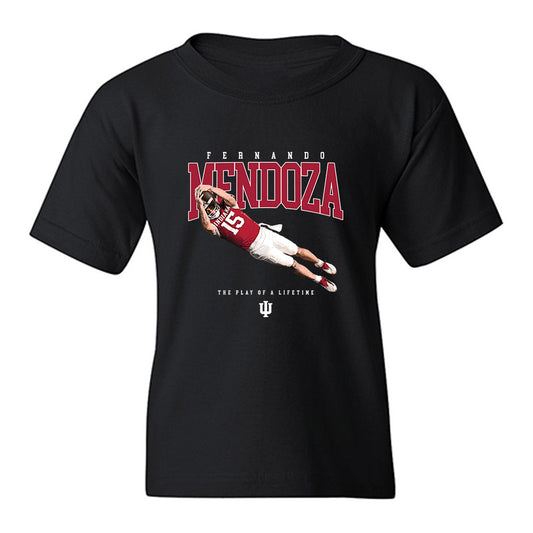 Indiana - NCAA Football : Fernando Mendoza - Jump Mendoza Youth T-Shirt-0