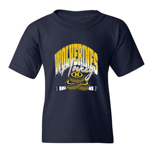 Michigan - NCAA Men's Ice Hockey : Asher Barnett - Vintage Shersey Youth T-Shirt-0