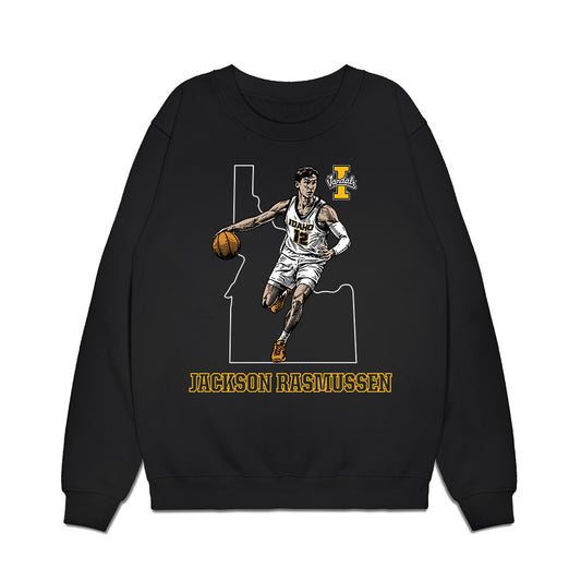 Idaho - NCAA Men's Basketball : Jackson Rasmussen - Caricature Premium Crewneck Sweatshirt-0