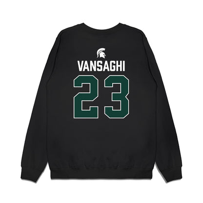 Michigan State - NCAA Men's Ice Hockey : Shane Vansaghi - Vintage Premium Crewneck Sweatshirt-1