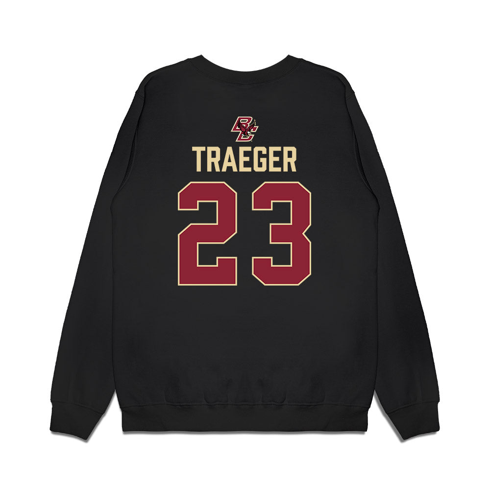 Boston College - NCAA Men's Ice Hockey : Will Traeger - Vintage Shersey Premium Crewneck Sweatshirt-1
