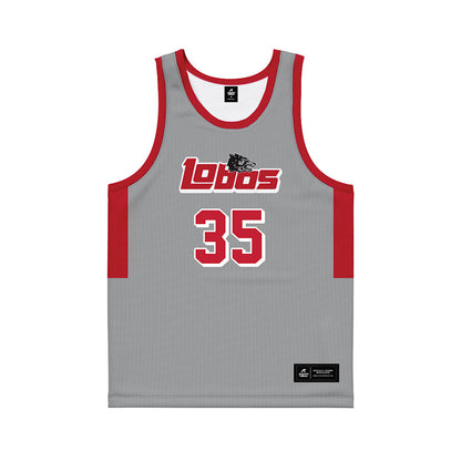 New Mexico - NCAA Men's Basketball : JT Rock - 90's Grey Basketball Jersey-0