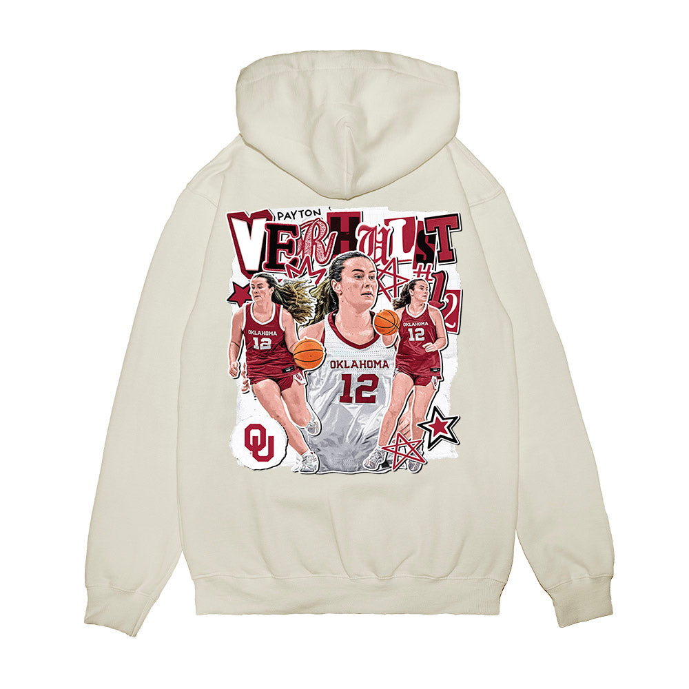 Oklahoma - NCAA Women's Basketball : Payton Verhulst - Cutout Collage Premium Hooded Sweatshirt-1