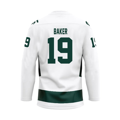 Michigan State - NCAA Men's Ice Hockey : Austin Baker - White Hockey Jersey-1