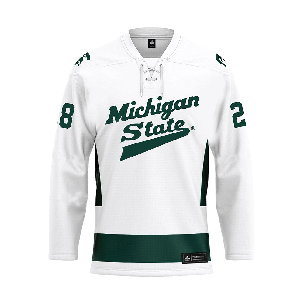 Michigan State - NCAA Men's Ice Hockey : Cayden Lindstrom - White Hockey Jersey-0
