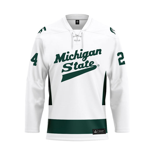 Michigan State - NCAA Men's Ice Hockey : Nathan Mackie - White Hockey Jersey-0