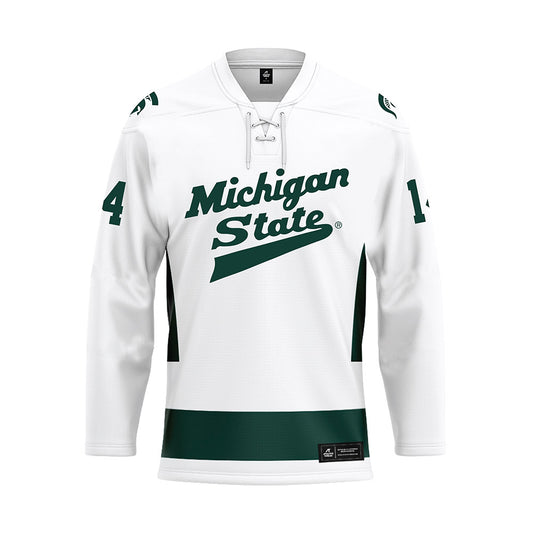 Michigan State - NCAA Men's Ice Hockey : Matt Lahey - White Hockey Jersey-0