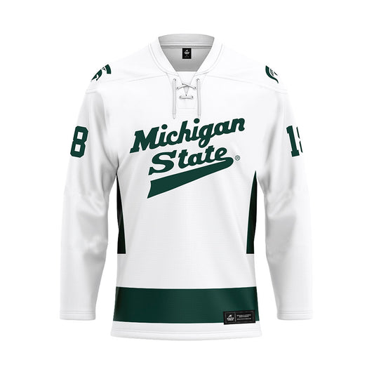 Michigan State - NCAA Men's Ice Hockey : Ryker Lee - White Hockey Jersey-0