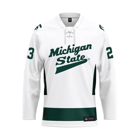 Michigan State - NCAA Men's Ice Hockey : Shane Vansaghi - White Hockey Jersey-0